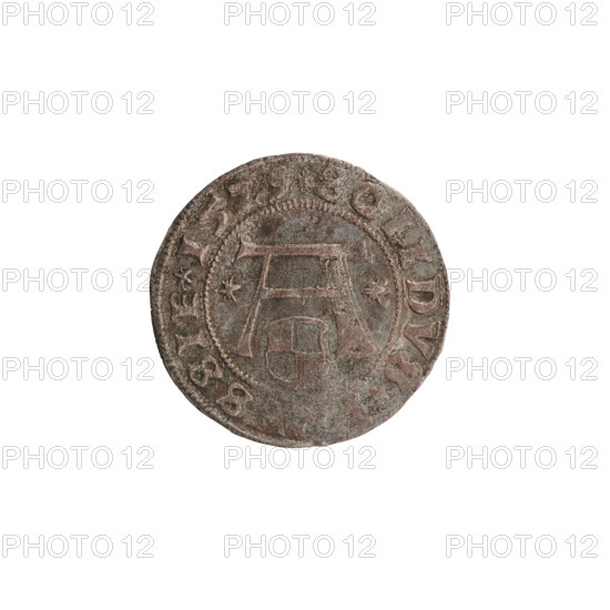 szelag by Heinrich Straub (publisher) and Albrecht Wille (publisher); Jost Ludwik Decjusz (fl. 1528–1535). R2 (rarity). Ducal Prussia (1525–1701), Königsberg, 1529. Silver coin (szelag), diameter 20.1 mm, weight 1.29 g, axis 0°. Obverse: Prussian eagle with on its chest a crowned letter S; along the rim between pearl borders: ALBERTVS D· DVX PRVSSIE. Reverse: letter A with the Hohenzollern coat of arms beneath; one six-pointed star on each side of the letter; along the rim between pearl borders: SOLIDVS PRVSSIE 1529. Subject: Albrecht Hohenzollern (Prince of Prussia; 1490–1568).