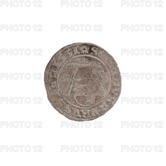 szelag; Wille, Albrecht (fl. 1520-?), publisher; Straub (Strawb), Heinrich, publisher; Decjusz, Jost Ludwik (fl. 1528-1535); eagles; rosettes; Hohenzollern (coat of arms); Albrecht Hohenzollern (prince of Prussia; 1490-1568). Obverse: Prussian eagle, on its chest a crowned letter S; on the rim between pearly borders an inscription beginning with a rosette: ALBERTVS*D*G*DVX*PRVSSIE (with rosette at start). Reverse: Letter A beneath the heraldic shield of the Hohenzollerns, flanked by one rosette on each side; on the rim between pearly borders an inscription with rosettes: SO, DVS PRVSSIE I53I. Date: 1531. Place: Ducal Prussia (1525–1701), Königsberg. Coin: diameter 19.5 mm, weight 0.95 g, axis 330°.