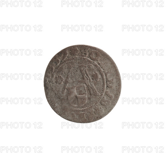 szelag, Nimptsch (Nimsch), Wolf, R1 (rarity), eagles, Hohenzollern (coat of arms), rosettes, Albrecht Hohenzollern (Prince of Prussia; 1490–1568), Obv. Prussian eagle, on his chest the crowned letter S. Pearl border, an inscription in the rim. Between the words one dot., ALBE, G DVX PRV, Rw. The letter A, under which the heraldic shield of the Hohenzollerns. One rosette on both sides of the letter. Pearl border, an inscription in the rim beginning with a rosette. One rosette between the words. SO, IDVS PR, 1557, Ducal Prussia (1525–1701), Königsberg, coin: diameter 19.3 mm, weight 0.84 g, axis 135 degrees.