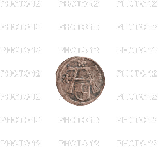 Denarius, Straub (Strawb), Heinrich, publisher; Wille, Albrecht (fl. 1520-?), publisher; Decjusz, Jost Ludwik (fl. 1528-1535); R3 (rarity); eagles; rosettes; Hohenzollern (coat of arms); Albrecht Hohenzollern (Prince of Prussia; 1490–1568). Obverse: In the pearly border the letter A below which is the heraldic shield of the Hohenzollerns; on both sides of the letter and above it one rosette. Reverse: In the pearl border a Prussian eagle with a crowned shield bearing the letter S on its chest. 1529–1531, Ducal Prussia (1525–1701), Königsberg. Coin: diameter 12.9 mm, weight 0.34 g, axis 315°.