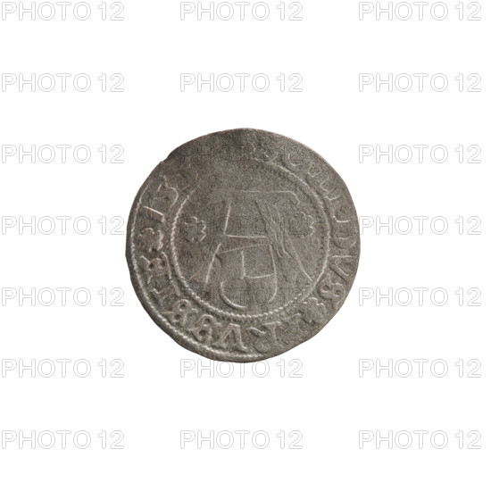 szelag; eagles; rosettes; Hohenzollern (coat of arms); Albrecht Hohenzollern (Prince of Prussia; 1490–1568). Obverse: Prussian eagle, on its chest the crowned letter S. On the rim, between the pearl borders, an inscription beginning with a tower — the mint master's mark; between the words one dot each: ALBERTV D VX PRVSSIE. Reverse: the letter A, under which the Hohenzollern coat of arms; on both sides of the letter one rosette. In the rim between the pearl borders an inscription beginning with a rosette; between the words one rosette each: LIDVS PRVSSIE. Date: 1557–1559. Place: Ducal Prussia (1525–1701), Königsberg. Coin: diameter 19.6 mm; weight 1.00 g; axis 225°.