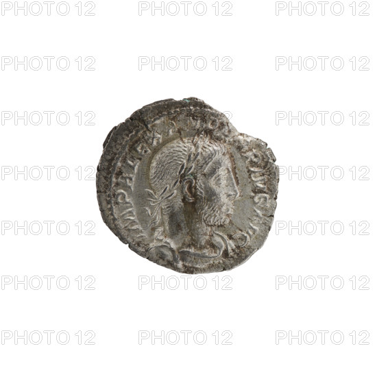 Denarius of Alexander Severus (208–235; Roman emperor 222–235), issuer: Roman deities — Sol; obverse iconography: Alexander Severus (Roman emperor; 222–235). Date: 232. Roman Empire (27 BC–476), Rome. Coin. Diameter: 19.0–19.5 mm. Weight: 2.06 g.