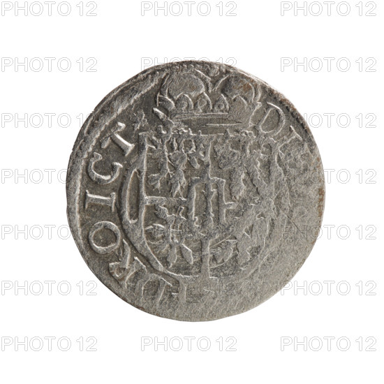 one and a half, Pfahler, Ernest, cross (iconographic), orb of rule (iconographic), coats of arms, John Sigismund (Elector of Brandenburg; 1572-1619). Obv. Royal orb with a cross with arms terminating in finials. In the lower part of the orb, value numerals Z4. On the sides of the cross, date numerals Z - O. On the rim, between the borders, an inscription separated by a cross and terminating with a heart - hallmark +IO.SI.MAR.BR.SRIEL.PD. Rv. Under the ducal mitre, a Prussian coat of arms. Below in the shield, the value numeral 3. On the rim, between the borders, an inscription separated by a mitre and the value numeral PRO.LEG.& PR.GREGE, 1620 (Jan Sigismund (1608-1618) — as administrator of Ducal Prussia; 1618-1619 — as prince), Königsberg, Ducal Prussia (1525–1701). coin, diameter 19.2 mm, weight 1.19 g, axis 315°