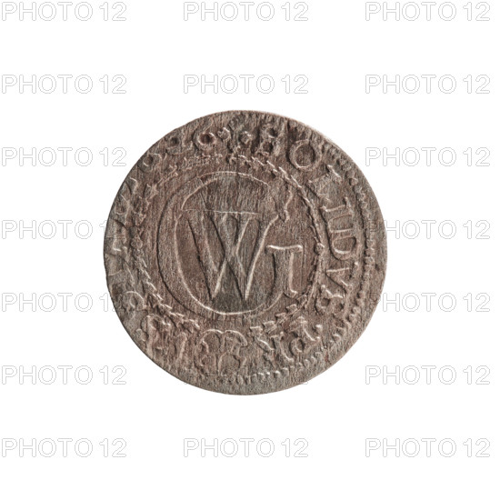 szelag, Pfahler, Ernest; George William Hohenzollern (Elector of Brandenburg; Prince of Prussia; 1620–1640); Obv. Prussian eagle, on its chest the crowned letter S; in the rim between the borders an inscription beginning with a heart — GEORG.WILH.MAR.BR.SRIEL; Rv. monogram composed of the letters GW; in the rim between the borders an inscription divided by the Hohenzollern coat of arms SOLIDVS.PR - VSSI; 26; 1626; Ducal Prussia (1525–1701), Königsberg; coin; diameter 16.1 mm; weight 0.62 g; axis 0°
