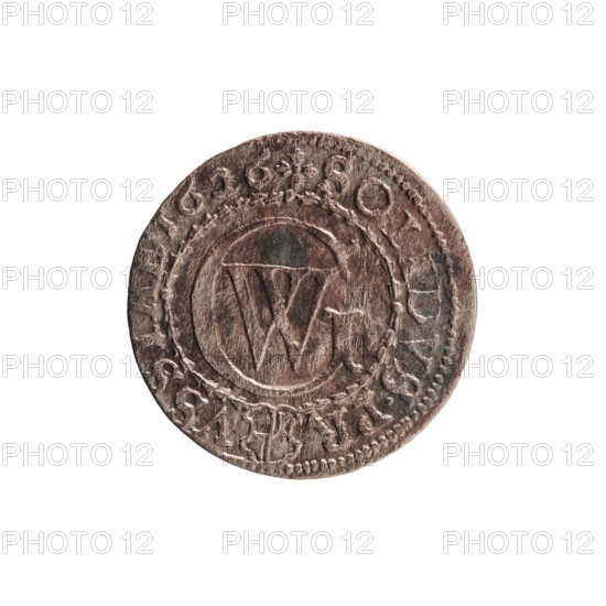 szelag, George William Hohenzollern (Elector of Brandenburg; Prince of Prussia; 1620–1640), Obv.: Prussian eagle with crowned letter S on its chest; rim inscription beginning with a heart - GEORG.WILH.MAR.BR.SRIEL. Rev.: monogram composed of the letters GW; rim inscription divided by the Hohenzollern coat of arms +SOLIDVS.PR - VSSIAE.1626. 1626. Ducal Prussia (1525–1701), Königsberg. Coin: diameter 16.3 mm, weight 0.62 g, axis 0°.