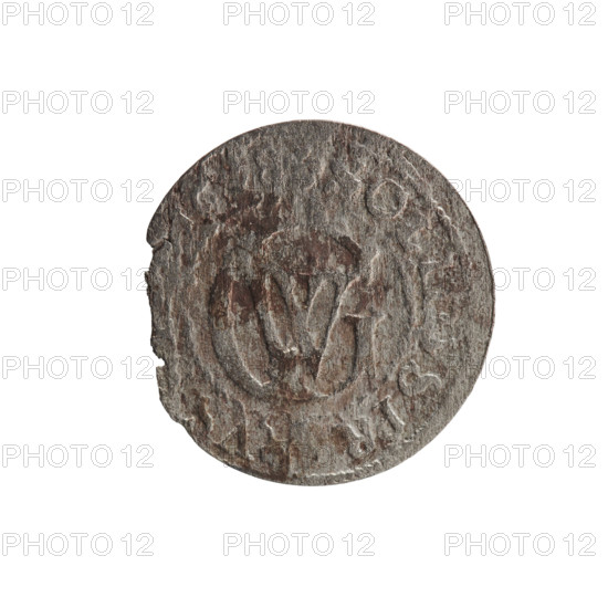 szelag; maker: Pfahler, Ernest. Obverse: Prussian eagle with crowned letter S on its chest; in the rim between borders an inscription beginning with a heart - the hallmark GEO, ILH.MAR., .I.EL. Reverse: monogram composed of the letters GW; in the rim between borders an inscription beginning with a rosette, divided by the Hohenzollern coat of arms, OLI, S.PR - VS, 1619 - 1640. Subject: George William Hohenzollern (Elector of Brandenburg; Prince of Prussia; 1620–1640); motifs: Hohenzollern coat of arms, rosettes, eagles. Place/date: Ducal Prussia (1525–1701), Königsberg; coin (szelag), diameter 16.6 mm, weight 0.58 g, axis 0°.