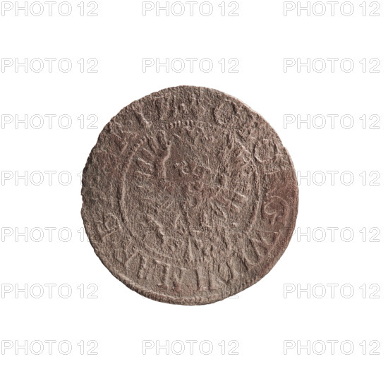 szelag, Pfahler, Ernest; George William Hohenzollern (Elector of Brandenburg; Prince of Prussia; 1620–1640); eagles; Hohenzollern coat of arms; rosettes. Obverse: Prussian eagle, on its chest the crowned letter S; in the rim between the borders an inscription beginning with a heart - GEORG.WILH.MAR.BR.SRIE. Reverse: monogram composed of the letters GW; in the rim between the borders an inscription divided by the Hohenzollern coat of arms +SOLID, S.PR - VS, 1625. Ducal Prussia (1525–1701), Königsberg. Coin: diameter 16.0 mm, weight 0.44 g, axis 0 degrees.