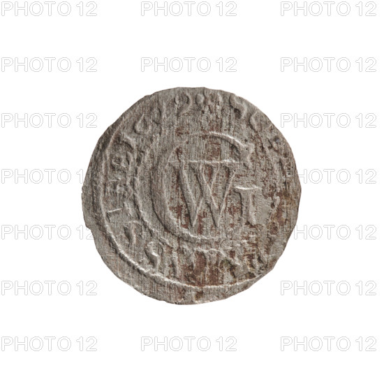szelag, Pfahler, Ernest; George William Hohenzollern (Elector of Brandenburg; Prince of Prussia; 1620–1640); Hohenzollern coat of arms; rosettes; eagles. Obverse: Prussian eagle with crowned letter S on its chest. Rim inscription beginning with a heart hallmark, EO, ILH.MAR, Rw. Monogram composed of the letters GW. Reverse rim inscription beginning with a rosette, divided by the Hohenzollern coat of arms: SO, PR - VSSIAE. Date: 1629. Place: Königsberg, Ducal Prussia (1525–1701). Coin; diameter 16.2 mm; weight 0.46 g; axis 0°.