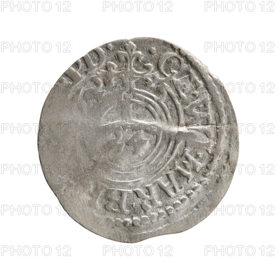 one-and-a-half, Pfahler, Ernest, George William Hohenzollern (Elector of Brandenburg; Duke of Prussia; 1620-1640), cross (iconographic), orb of rule (iconographic), coats of arms. Obv.: Royal orb with a cross with arms terminating in finials. In the lower part of the orb, value numerals Z4. On the sides of the cross, date numerals Z-3. In the rim between the borders, an inscription divided by a cross .GE.WI.MAR.B, PD. Rw. Under the ducal mitre a five-field coat of arms, below in the shield a value numeral 3. In the rim between the borders an inscription separated by the mitre and the value numeral and ending with the hallmark DI, DROICT, 1623. Ducal Prussia (1525–1701), Königsberg, coin: diameter 20.0 mm, weight 0.83 g, axis 315°.