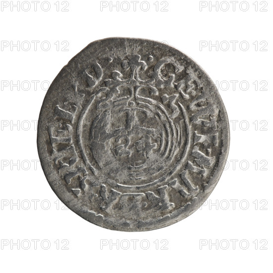 one and a half, Pfahler, Ernest, cross (iconographic), orb of rule (iconographic), George William Hohenzollern (Elector of Brandenburg; Duke of Prussia; 1620-1640), coats of arms. Obv. Royal orb with a cross with arms terminating in finials. In the lower part of the orb, value numerals Z4. On the sides of the cross, date numerals Z-3. In the rim between the borders, an inscription divided by a cross .GE.WI.MAR.BR SRIE.L, D. Rw. Under the ducal mitre, a five-field coat of arms, below in the shield, the value numeral 3. In the rim between the borders, an inscription divided by the mitre and the value numeral and terminated with the hallmark DIEV & MON - DROI, 1623. Ducal Prussia (1525-1701), Königsberg, coin: diameter 22.0 mm, weight 1.01 g, axis 180 degrees
