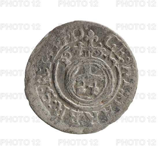 one and a half, Pfahler, Ernest, cross (iconographic), George William Hohenzollern (Elector of Brandenburg; Duke of Prussia; 1620–1640), orb of rule (iconographic), coats of arms. Obv. Royal orb with a cross with arms terminating in finials. In the lower part of the orb the value numerals Z4. On the sides of the cross the date numerals Z-3. In the rim between the borders an inscription divided by a cross GE:W, AR:BR:S:R:, PD Rw. Under the ducal mitre a five-field coat of arms, below in the shield a value numeral 3. In the rim between the borders an inscription separated by the mitre and the value numeral and ending with the hallmark DIEV &, ON - DROI, 1623. Ducal Prussia (1525–1701), Königsberg; coin: diameter 20.0 mm, weight 0.95 g, axis 60 degrees.