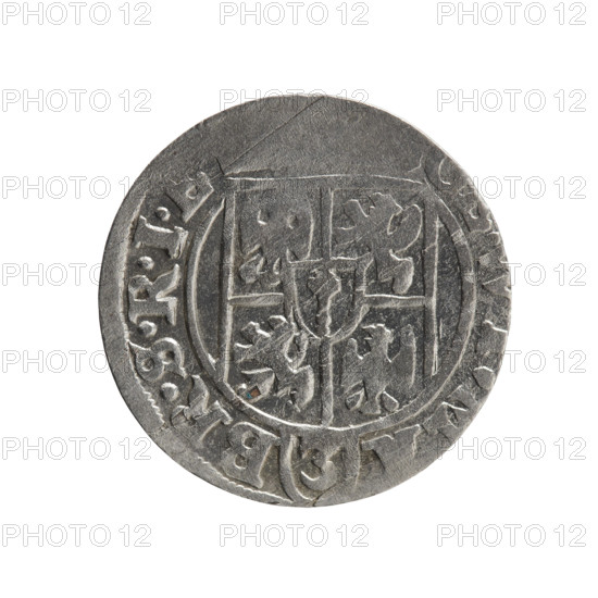 One-and-a-half; Ernest Pfahler; Department of Coins of Lands Associated with Poland — George William Hohenzollern (Elector of Brandenburg; Duke of Prussia; 1620–1640). Obverse: under the ducal mitre, a five-field coat of arms; in the shield the value numeral 3. In the rim between borders, an inscription separated by the mitre and the value numeral: ., . - BR.SRIE. Reverse: royal orb with a cross with arms terminating in finials; in the lower part of the orb, value numerals Z, .; on the sides of the cross, date numerals Z-7. In the rim between borders an inscription divided by a cross and a heart - the hallmark .MON, - DVC.PRVS., 1627. Ducal Prussia (1525–1701), Königsberg; coin. Diameter 18.8 mm; weight 1.00 g; axis 225°.