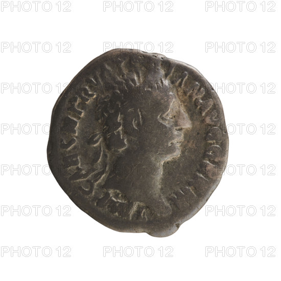 Denarius, Trajan (53–117; Roman emperor 98–117). Obverse: IMP CAES NERVA TRAIAN AVG GERM — Emperor's head with a laurel wreath facing right. Reverse: PONT MAX TR POT COS II — Pax in a long robe, standing turned left, hands holding a branch, left hand holding a cornucopia. Date: 98–99. Roman Empire (27 BC–476), Rome. Coin; weight 2.30 g; axis 180 degrees.