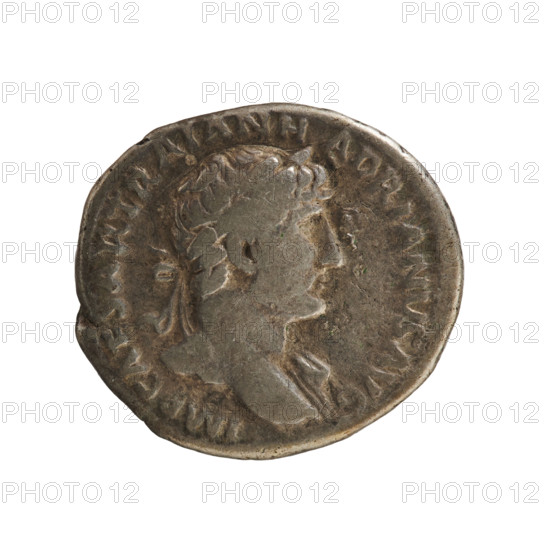 Denarius, Hadrian (76–138; Roman emperor 117–138). Obverse: bust of the emperor with laurel wreath and drapery facing right; inscription 'IMP CAESAR TRAIAN HADRIANVS AVG' and right legend 'PMTRP CO SIII'. Reverse: Pax (personification) standing facing left, holding a branch and a scepter. Date ca. 119–122. Roman Empire (27 BC–476), Rome. Coin; weight 3.49 g; axis 180 degrees.