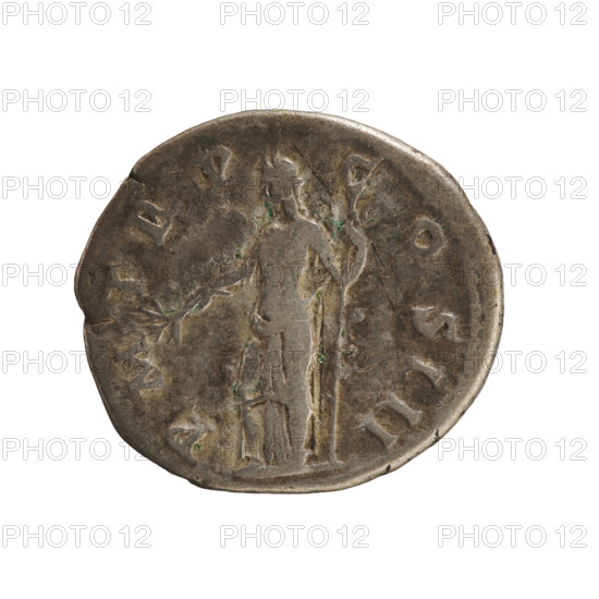 Denarius, Hadrian (76–138; Roman emperor 117–138). Obverse: bust of the emperor with a laurel wreath and drapery to the right, legend 'IMP CAESAR TRAIAN HADRIANVS AVG'. Reverse: Pax standing facing left, holding a branch and in the left hand a scepter, legend 'PMTRP CO SIII'. Date: 119–122. Roman Empire (27 BC–476), Rome. Coin, weight 3.49 g, axis 180°.