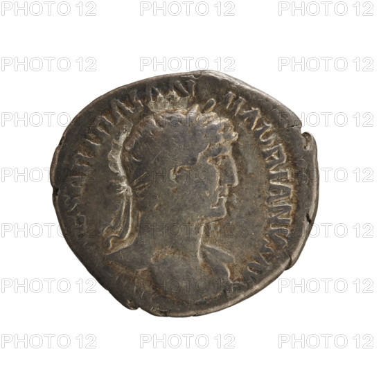 Denarius, Hadrian (76–138; Roman emperor 117–138). Obverse: Bust of the emperor with laurel wreath and drapery to right; inscription 'ESAR TRAIAN HADRIANVS AVG' (variant reading). Reverse: Pax standing facing left, holding a branch in right hand and a scepter in left; inscription 'PMTRP COS III'. Date: 119–122. Roman Empire (27 BC–476), Rome. Coin; weight 2.72 g; axis 180 degrees.