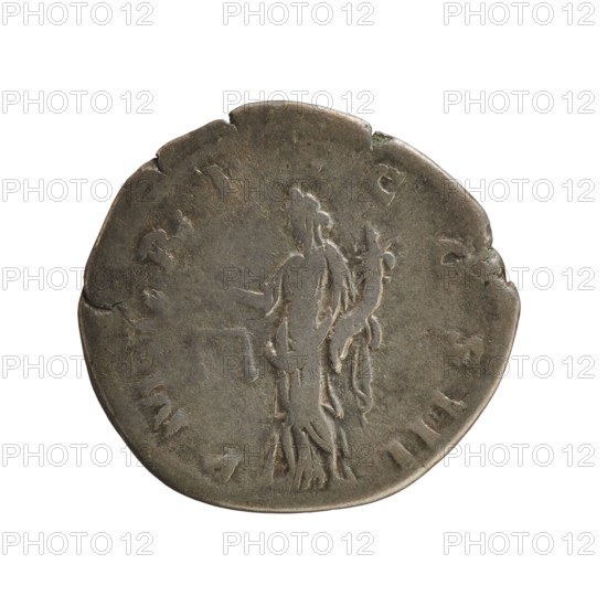 Denarius, Hadrian (76–138; Roman Emperor 117–138). Obverse: Emperor's head with laurel wreath and drapery on the left shoulder, facing right; legend 'IMP CAESAR TRAIAN HADRIANVS AVG'. Reverse: Aequitas (personification) standing turned left, holding scales in her right hand and a cornucopia in her left; legend 'PM TR P COS III'. Date: 119–122. Roman Empire (27 BC–476), Rome. Coin; weight 2.61 g; axis 180°.