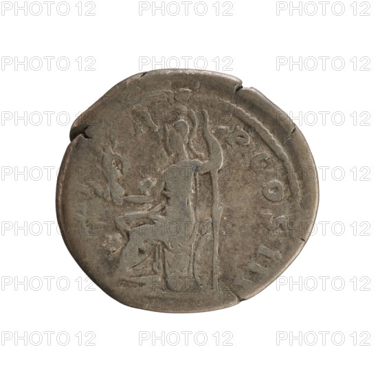 Denarius of Hadrian (76–138; Roman emperor 117–138), 119–122 CE. Obverse: Emperor's bust with laurel wreath and drapery on left shoulder facing right. Reverse: Roma seated on armor turned left holding Victory in her right hand and a spear in her left. Bronze/metal coin, weight 2.72 g, axis 180°. Icons: busts, bust of the emperor, Roma (mythology), Victoria (attribute); style/iconography of Hadrian.