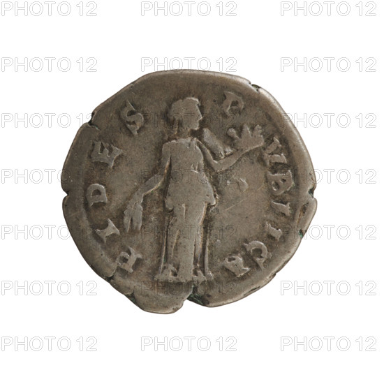 Denarius, Hadrian (76–138; Roman emperor 117–138). Silver coin, weight 2.99 g, axis 180°. Obverse: HADRIANVS AVG COS III PP — Emperor's bust right. Reverse: FIDES PVBLICA — Fides stands turned right, holding ears of corn in her left hand and a basket of fruit in her right. Date: 134–138 CE, Roman Empire (Rome).