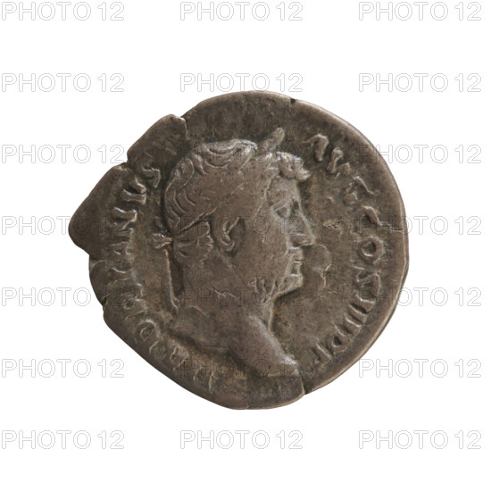 Denarius of Hadrian (76–138; Roman emperor 117–138), 134–138 CE. Silver coin (weight 3.12 g, axis 180°). Obverse: Emperor's head with laurel wreath facing right, inscription 'HADRIANVS AVG COS III PP.' Reverse: Personification (Coin) standing facing left, holding scales in the right hand and a cornucopia in the left, inscription 'MO NE T G.' Roman Empire (Rome).