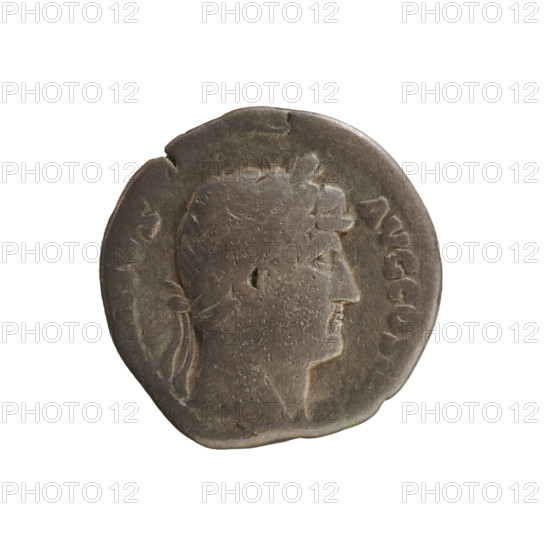 Denarius of Hadrian (76–138 CE; Roman emperor 117–138). Obverse: emperor's head with laurel wreath right, inscription 'VS AVG COS III'. Reverse: Roma seated on a low chair turned left, holding a branch and a scepter, inscription 'FEL IX'. Date: 134–138 CE. Roman Empire (27 BCE–476 CE), Rome. Coin; weight 3.18 g; axis 180 degrees.