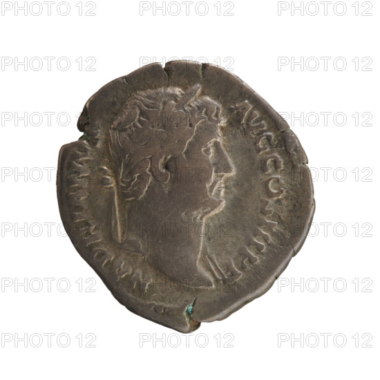 Denarius, Hadrian (76–138; Roman emperor 117–138). Obverse: Emperor's head with a laurel wreath facing right; legend 'HADRIANV AVG COS III PP'. Reverse: ROMA FEL IX — Roma seated on a low chair turned left, holding a branch and a scepter in her left hand. Date: 134–138. Roman Empire (27 BC–476). Rome. Coin; weight 3.28 g; axis 180°.
