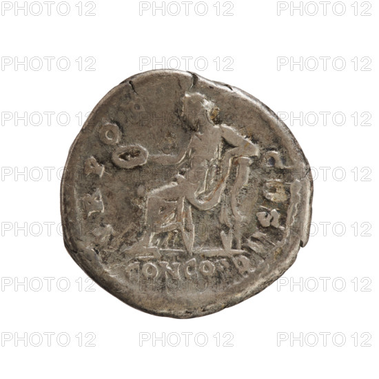 Denarius, Aelius (101–138; successor of Hadrian 136–138). Obverse: Head of Aelius right, inscription 'ADV. L AELIVS CAESAR'. Reverse: Concordia seated turned left, holds a patera in her right hand, rests on a cornucopia, below 'CONCORD.'; inscription 'TR POT COS II'. Date: 137. Roman Empire (27 BC–476), Rome. Coin; weight 3.10 g; axis 180°.