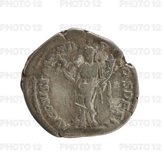 denarius; Antoninus Pius (86–161; Roman emperor 138–161); obverse: emperor's head right, legend IMP T AEL CAES HADR ANTONINVS; reverse: Felicitas standing left holding caduceus in right and cornucopia in left, legend AVG PIVS PM TR P COS DES II; 138; Roman Empire (27 BC–476); Rome; coin; weight 3.28 g; axis 180°.