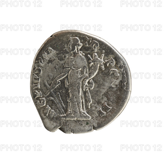 Denarius, Antoninus Pius (86–161; Roman emperor 138–161). Obverse: Emperor's bust right; inscription IMP T AEL CAES HA DR ANTONINVS. Reverse: Fortuna facing left, holding a rudder in her right hand and a cornucopia in her left; inscription AVG PIVS PM TR P COS II. Iconography: imperial bust; Fortuna with cornucopia and rudder. Date: 139. Roman Empire (27 BC–476), Rome. Coin; weight 2.79 g; axis 180°.