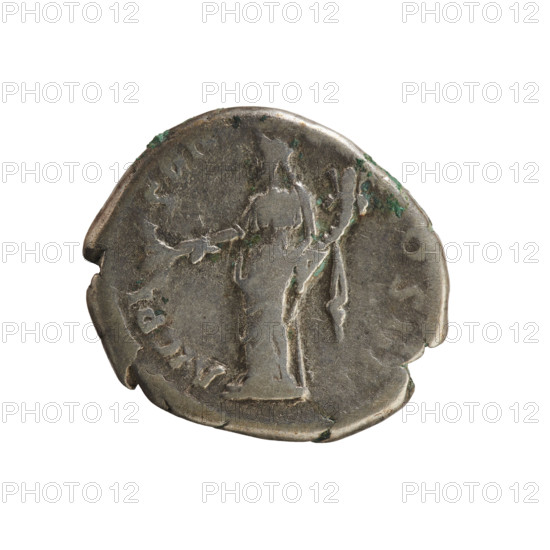 denarius, Antoninus Pius (86–161; Roman emperor 138–161), imperial bust of Antoninus Pius; obv. INSCRIPTION: IMP T AEL CAES HADR ANTONINVS — Emperor's head right; rev. INSCRIPTION: AVG PIVS, S P M ? ? , PAX II PP — Pax standing facing left, holding a branch in right hand and a cornucopia in left; cornucopia (attribute), twig/branch (attribute); iconography of Antoninus Pius and Pax; date ca. 139; Roman Empire (27 BC–476); Rome; coin (denarius); weight 3.01 g; axis 180 degrees.