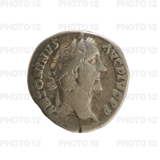 denarius, Antoninus Pius (86–161; Roman emperor 138–161); busts, Antoninus Pius; imperial busts; treasures (numism); Antoninus Pius — iconography; Aequitas (personification) with scales (attribute). Obv. ANTONINVS AVG PIVS PP — Emperor's head right in a laurel wreath. Rev. COS IIII — Aequitas stands facing left, holding scales in her right hand and a staff in her left. Date: 145–161. Roman Empire (27 BC–476), Rome. Coin; weight 2.88 g; axis 180 degrees.