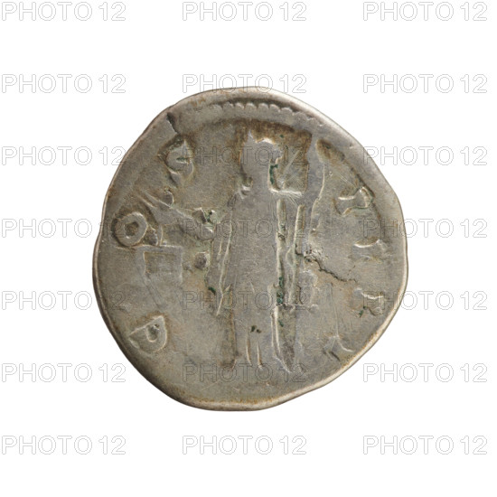 denarius, Antoninus Pius (86–161; Roman emperor 138–161); obverse: emperor's head right in a laurel wreath with inscription ANTONINVS AVG PIVS PP; reverse: Aequitas (personification) standing facing left, holding scales in her right hand and a staff in her left with inscription COS IIII; imperial bust; numismatic treasure; iconography of Antoninus Pius and Aequitas; 145–161 CE; Roman Empire (27 BC–476); Rome; coin; weight 2.88 g; axis 180 degrees.