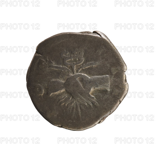 Denarius of Antoninus Pius (86–161; Roman emperor 138–161). Obverse: Emperor's head in a laurel wreath facing right, inscription 'ANTONINVS AVG PIVS PP'. Reverse: Clasped hands on a caduceus and two ears of corn, legend 'C O S II I' (or similar). Iconography includes hands joined on a caduceus and ears of corn; imperial bust. Roman Empire, 145–161. Coin: silver, diameter 17.8 mm, weight 3.14 g.