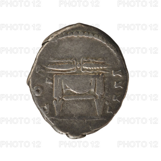 Denarius of Antoninus Pius (86–161; Roman emperor 138–161). Obverse: Emperor's head in a laurel wreath facing right, inscribed 'ANTONINVS AVG PIVS PP'. Reverse: Winged lightning over the throne, inscribed 'C O S I I I'. Silver coin, weight 3.10 g, dated 145–161, Roman Empire (27 BC–476). Iconography: busts, lightning over the throne.
