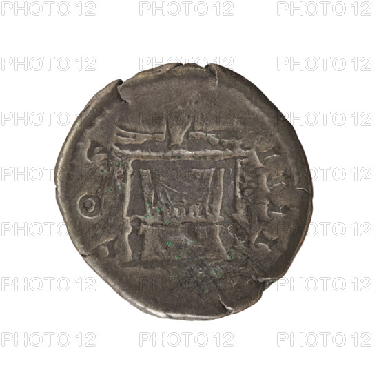 Denarius of Antoninus Pius (86–161; Roman emperor 138–161). Obverse: Emperor's bust in a laurel wreath facing right, inscription 'ANTONINVS AVG PIVS PP'. Reverse: Winged lightning over the throne, inscription 'COS III' (or C O S I I I). Silver coin, weight 3.30 g, dated c. 145–161, Roman Empire.