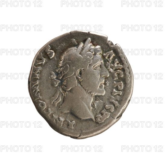 Denarius of Antoninus Pius (86–161; Roman emperor 138–161). Obverse: Emperor's bust in laurel wreath right, legend 'ANTONINVS AVG PIVS PP', pearl border. Reverse: winged lightning above the throne, legend 'C O S I I I', pearl border. Silver coin, weight 3.18 g, dated 145–161, Roman Empire (Rome).