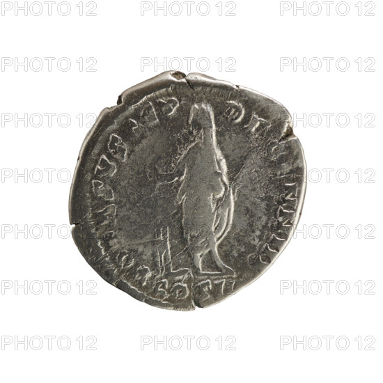Denarius of Antoninus Pius (86–161; Roman emperor 138–161). Obverse: Emperor's head in a laurel wreath right; inscription 'ANTONINVS AVG PIVS PP'; pearl border. Reverse: Veiled emperor standing facing left, holding a patera above a tripod in his right hand, left hand at his side; below the line 'COS IIII'; inscription 'VOTA SVSCEP DECENN III'; pearl border. Silver coin, weight 3.12 g, axis 180°, dated 158–159, Roman Empire (27 BC–476), Rome.