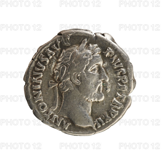 Denarius of Antoninus Pius (86–161; Roman emperor 138–161). Obverse: Emperor's laureate bust right with legend 'ANTONINVS AVG PIVS PP TR P XII'. Reverse: Aequitas standing left, holding scales in right hand and cornucopia in left, with legend 'COS IIII'. Pearl border. Roman imperial coin, 148–149 CE. Material: silver; weight 3.60 g.