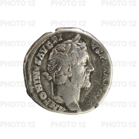 Denarius, Antoninus Pius (86–161; Roman emperor 138–161). Silver coin, weight 3.47 g, axis 180°. Obverse: laureate bust of the emperor right, pearl border, inscription ANTONINVS AVG PIVS P P TR P XII. Reverse: Salus standing left, holding a patera in her right hand feeding a snake coiled around an altar; in her left hand a rudder resting on a globe; inscription COS IIII. Date: 148–149, Roman Empire (27 BC–476), Rome.