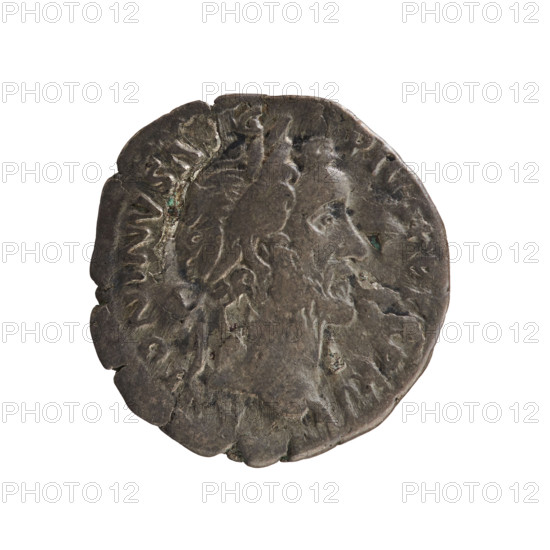 denarius, Antoninus Pius (86–161; Roman emperor 138–161) — iconography: imperial bust; obverse: ANTONINVS AVG PIVS PP TR P XV — emperor's head in laurel wreath facing right; pearl border. Reverse: C O S IIII — Annona stands facing left holding ears of corn in her right hand, left hand rests on a modius standing on a ship (half visible); pearl border. Date: 151–152. Roman Empire (27 BC–476), Rome. Coin; weight 2.81 g; axis 180°.