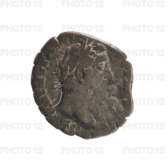 Denarius of Antoninus Pius (86–161; Roman emperor 138–161). Obverse: ANTONINVS, head of the emperor in laurel wreath facing right. Reverse: C O S IIII, Annona (personification) stands facing left; in her right hand she holds ears of corn hanging downwards, her left hand rests on a modius standing on a ship (half visible). Iconography: busts, imperial busts, Annona, ears of corn (attribute), modius (attribute). Date: 151–152. Roman Empire (27 BC–476), Rome. Coin; weight 2.79 g.