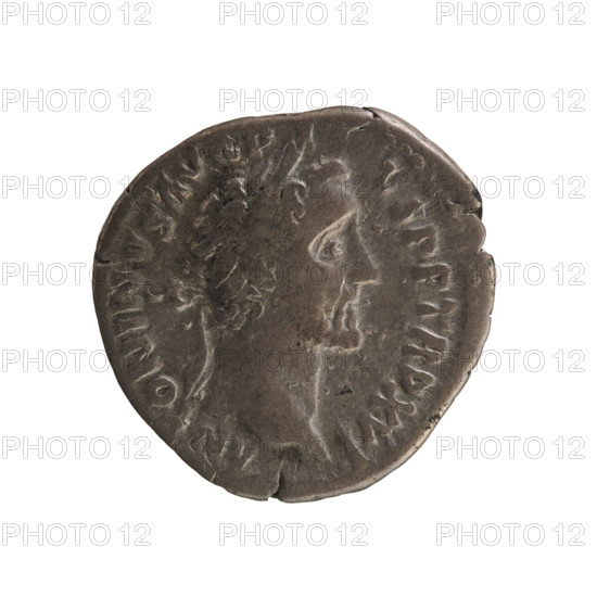 denarius, Antoninus Pius (86–161; Roman emperor 138–161) — iconography: busts, Vesta (mythology), imperial busts; attributes: palladium, simpulum. Obv. ANTONINVS AVG PIVS P P TR P XVI: head of the emperor in a laurel wreath right; pearl border. Rv. COS IIII: Vesta in a veil stands facing left, holding a simpulum in her right hand and a palladium in her left; pearl border. Date: 152–153 CE, Rome, Roman Empire (27 BC–476). Coin; weight 2.92 g; axis 180°.