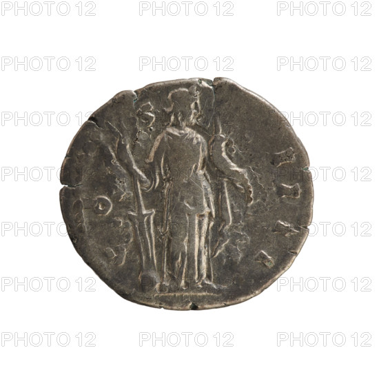 Denarius, Antoninus Pius (86–161; Roman emperor 138–161). Obverse: Emperor's head in a laurel wreath facing right; legend ANTINVS AVG PIVS PP TR P XVI; pearl border. Reverse: Fortuna standing facing right, holding a rudder on a sphere in her right hand and a cornucopia in her left; pearl border; legend COS IIII. Roman Empire, 152–153 CE. Rome. Silver coin (denarius), weight 3.29 g, axis 180°.