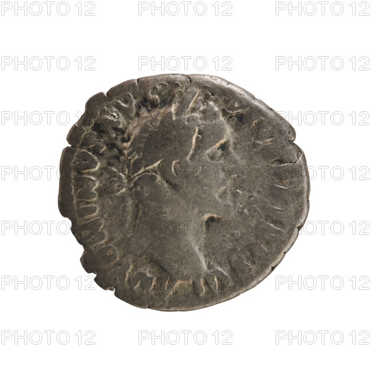 denarius, Antoninus Pius (86–161; Roman emperor 138–161); obverse: ANTONINVS AVG PIVS PP TR P XVI — head of the emperor in a laurel wreath facing right; pearl border. Reverse: COS IIII — Fortuna stands facing right, holding a rudder on a ball in her right hand and a cornucopia in her left. Treasure from Golub (numismatic treasure). Iconography: imperial busts, Fortuna (personification), cornucopia (attribute), rudder (attribute). Date: 152–153. Roman Empire (27 BC–476). Rome. Coin; weight 3.07 g.