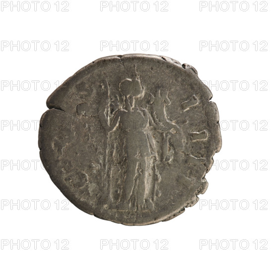 Denarius, Antoninus Pius (86–161; Roman emperor 138–161). Obverse: head of the emperor in a laurel wreath facing right; pearl border; inscription ANTONINVS AVG PIVS PP TR P XVI. Reverse: Fortuna stands facing right, holding a rudder on a ball in her right hand and a cornucopia in her left; inscription COS IIII. Treasure from Golub (numismatic). Date: 152–153. Roman Empire, Rome. Coin; weight 3.07 g.