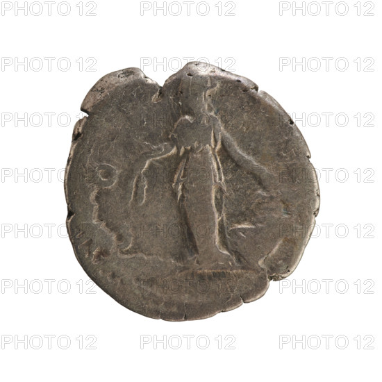 denarius, Antoninus Pius (86–161; Roman emperor 138–161) — obverse: ANTONINVS AVG PIVS PP TR P XVI; emperor's head in laurel wreath facing right; pearl border. Reverse: COS (partial); Annona stands facing left, right hand holding ears of corn lowered, left hand resting on a modius standing on a ship (only half visible); pearl border. Silver coin (denarius), weight 3.29 g, axis 180°, dated 152–153, Roman Empire (27 BC–476), Rome.
