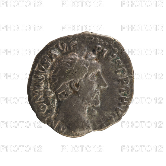 denarius, Antoninus Pius (86–161; Roman emperor 138–161) — iconography: busts, imperial busts, Annona (personification) with modius and ears of corn; hoard find noted. Obv. ANTONINVS AVG PIVS PP TR P XVI: emperor's head in a laurel wreath right. Pearl border. Rv. COS IIII: Annona stands facing left, holding ears of corn downwards in her right hand, left hand resting on a modius standing on a ship (only half visible). Date: 147–152. Roman Empire (27 BC–476). Rome. Coin; weight 3.17 g.