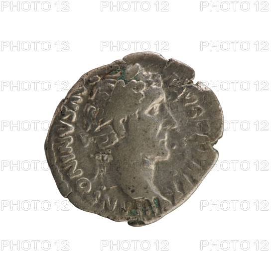 Denarius of Antoninus Pius (86–161; Roman emperor 138–161). Obverse: Emperor's head in a laurel wreath, right; legend ANTONINVS AVG PIVS PP TR P XVIII (with COS IIII partly visible). Reverse: Vesta veiled, standing left, holding a patera above an altar in her right hand and a palladium in her left. Roman Empire, 154–155 CE. Silver coin, weight 3.08 g, axis 180°.