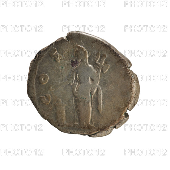 Denarius, Antoninus Pius (86–161; Roman emperor 138–161). Obverse: Emperor's head in a laurel wreath facing right, inscribed ANTONINVS AVG PIVS PP TR P XVIII (partially visible). Reverse: Vesta veiled, standing left, holding a patera in her right hand above an altar and a palladium in her left. Date ca. 154–155. Roman Empire (27 BC–476), Rome. Coin; weight 3.08 g; axis 180°.