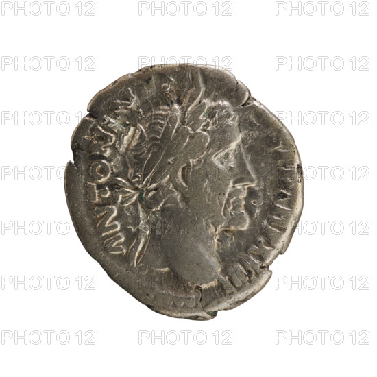 Denarius of Antoninus Pius (86–161; Roman emperor 138–161). Obverse: ANTONINVS S P P TR P XVIII — emperor's head in a laurel wreath facing right; pearl border. Reverse: C O S IIII — Fortuna stands facing right, holding a rudder in her right hand and a cornucopia in her left. Copper-alloy coin, 154–155 CE, Roman Empire (27 BC–476), Rome; weight 3.06 g.